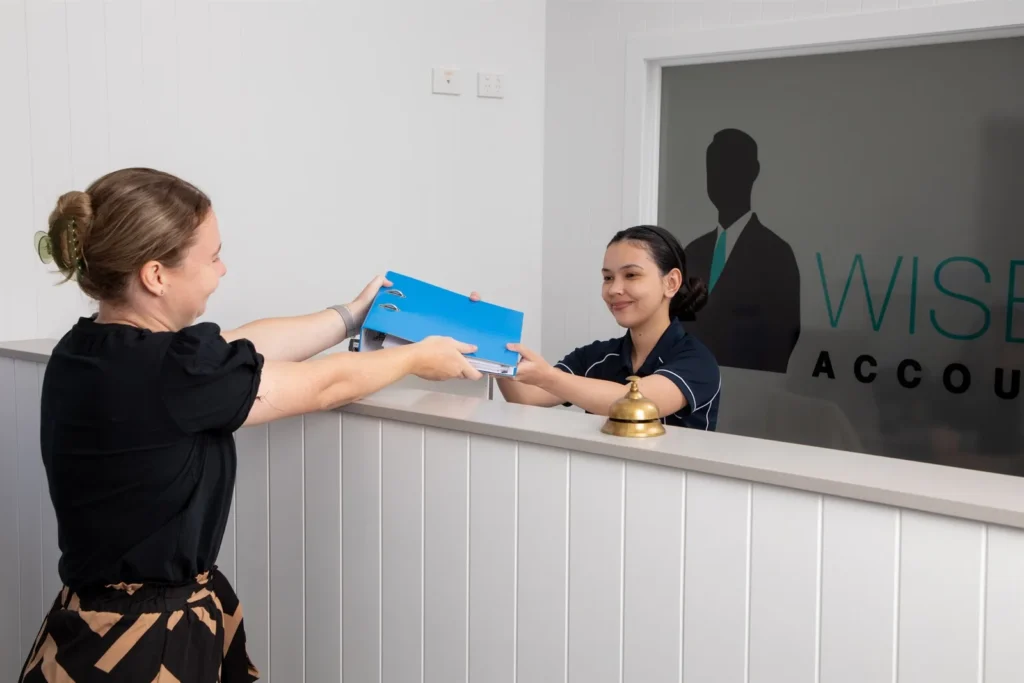 A client being welcomed at Wiseman Accountants reception